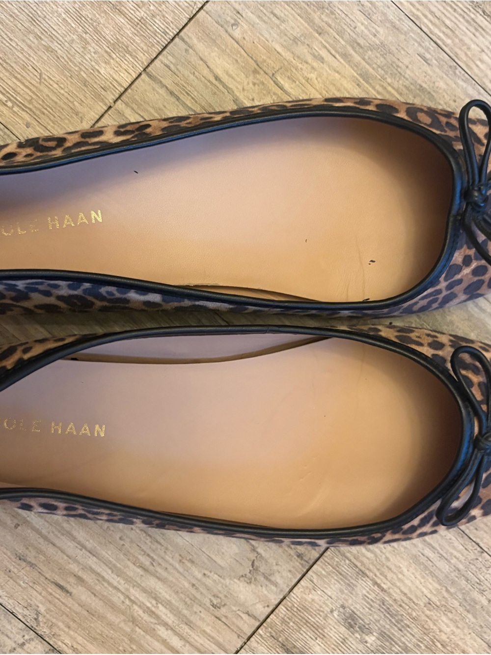 Cole Haan Leopard-Print Bow Ballet Flats in Brown and Black